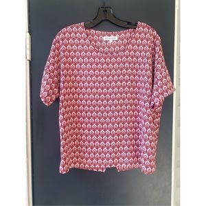 Silvian Heach Peacock Top, Pink Red Blouse, Size Small